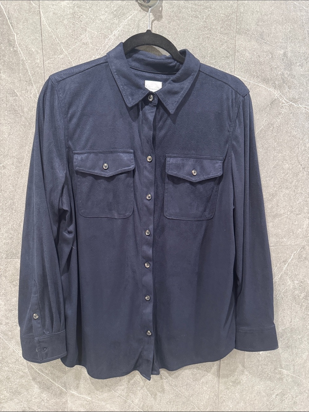 Women's Chico's Navy Faux Suede Utility Shirt